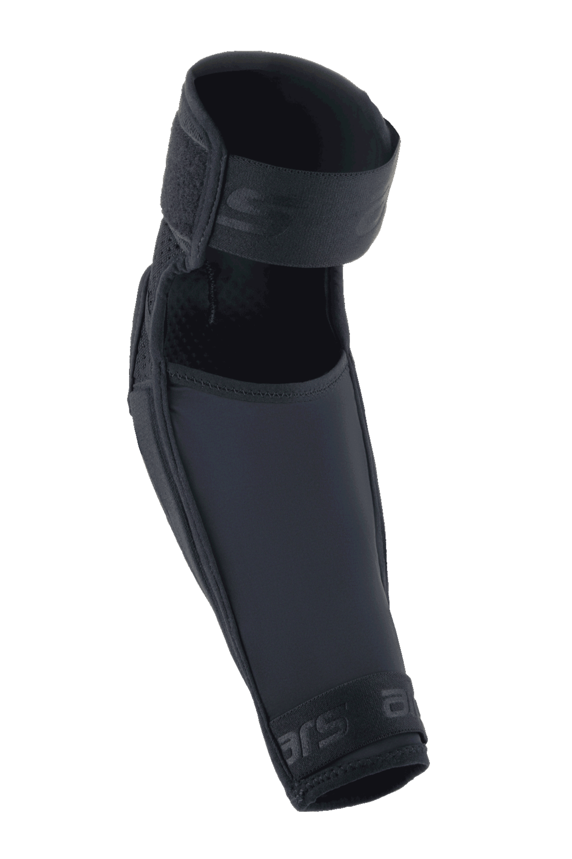 Alpinestars A-Impact Plasma Elite Elleboogbeschermer, zwart, voorzien van een dubbele bandsluiting, voorgevormd ergonomisch ontwerp, mesh en ripstop textielconstructie, hoogwaardige bescherming voor mountainbiken