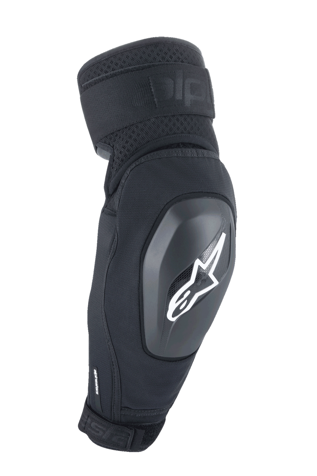 Alpinestars A-Impact Plasma Elite Shield elleboogbeschermer, zwart met wit ster-logo, harde TPU-schaal bescherming, dubbele verstelbare riemen, mesh-ventilatie, ergonomisch voorgevormd ontwerp, MTB mountainbike bescherming