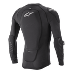 Alpinestars Paragon Lite Protection Jacket - Lange Mouwen, zwart, achteraanzicht met geïntegreerde rugbeschermer en wit Astar-logo, ademende mesh-constructie met elleboog- en schouderbescherming, lichtgewicht MTB body armor.