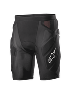 Alpinestars Vector Tech Shorts, black cycling protection shorts, padded compression design with red mesh panels, white star logo on the thigh, lightweight stretch mesh with EVA foam protection, MTB and downhill riding gear