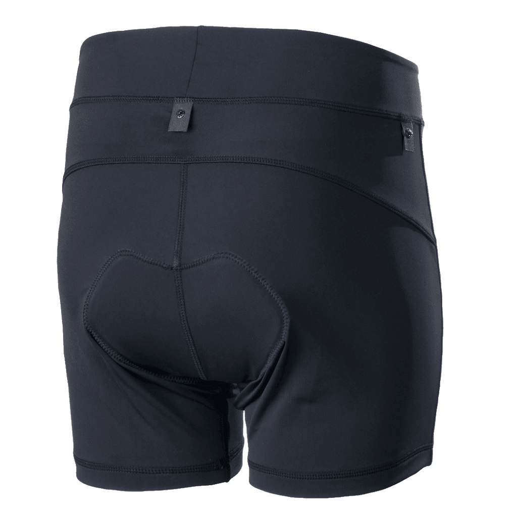 Alpinestars Stella Drop Binnenbroek voor dames, zwart, mountainbike liner shorts, achteraanzicht met geïntegreerde chamois vulling en drukknopen voor integratie, ergonomische compressiepasvorm voor enduro