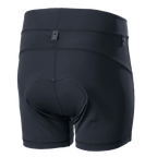 Alpinestars Stella Drop Binnenbroek voor dames, zwart, mountainbike liner shorts, achteraanzicht met geïntegreerde chamois vulling en drukknopen voor integratie, ergonomische compressiepasvorm voor enduro