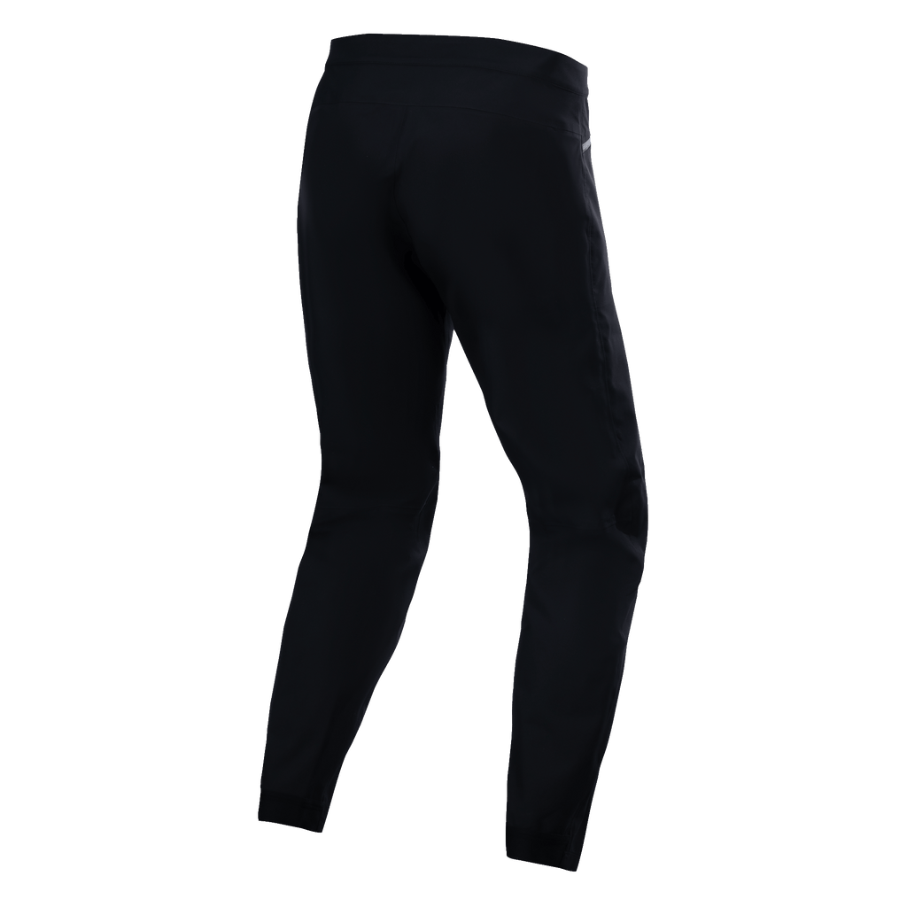 Alpinestars A-Dura Waterproof Pants, zwart, achteraanzicht met technische textielconstructie, mountainbikebroek met 20k waterdichtheid, duurzame stretchstof voor off-road ritten in natte omstandigheden