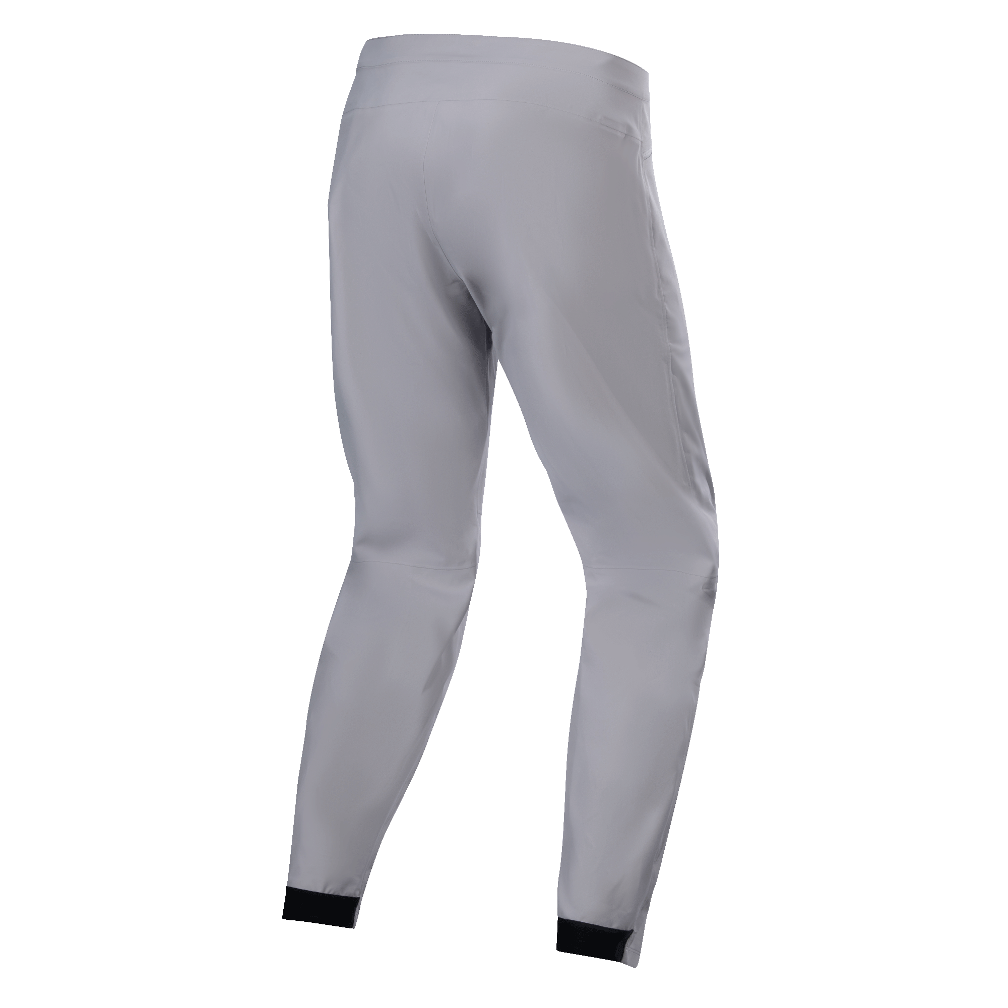 Alpinestars A-Dura Waterproof Pants, MTB Pants, Titanium Gray, Rear view, featuring tapered legs with black elasticated cuffs, minimalist technical design for mountain biking