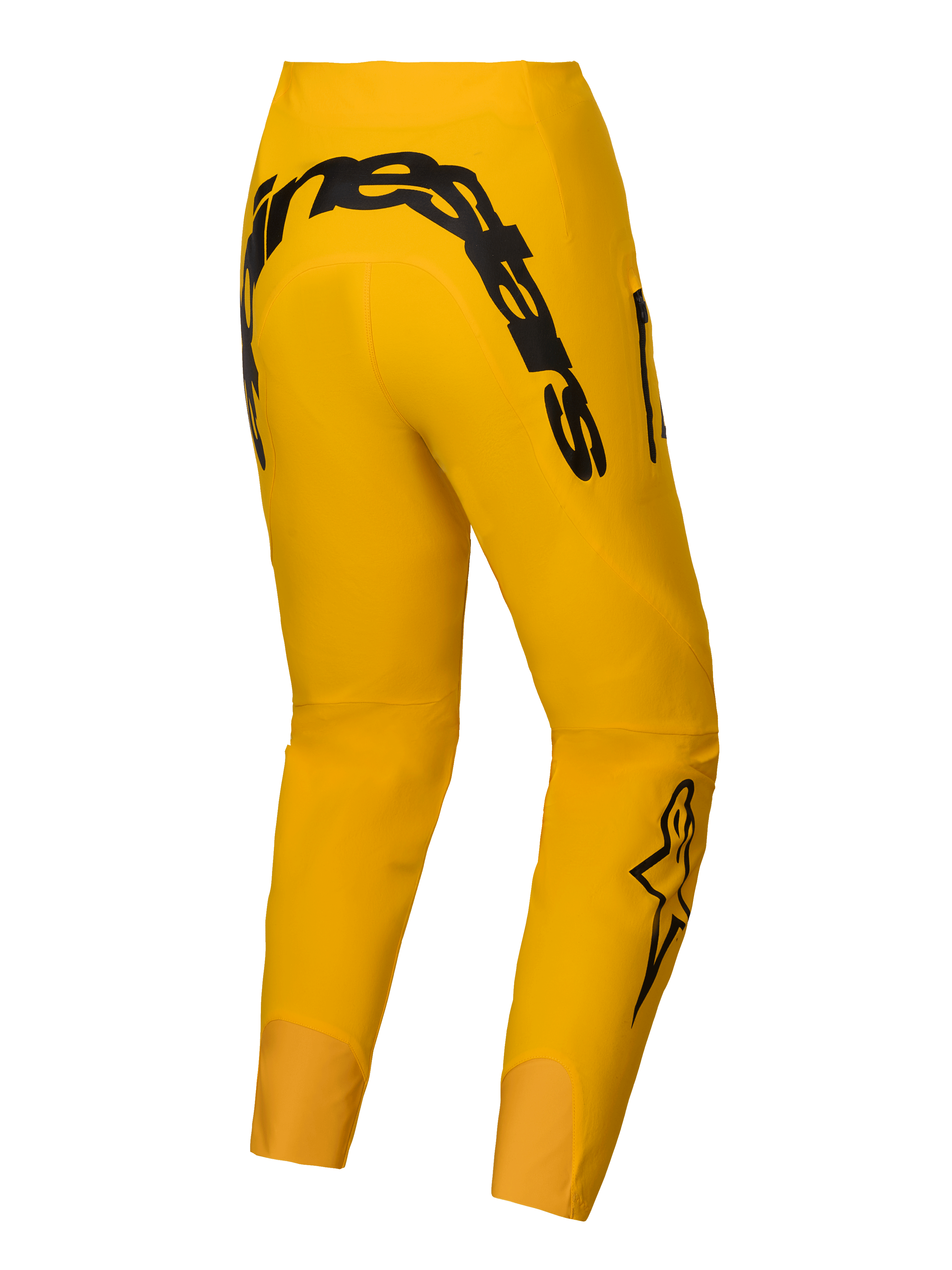 Alpinestars Beperkte Oplage A-Supra Melt Gold broek, donkergele mountainbikebroek voor heren, opvallend zwart Alpinestars-woordmerk op de achterpas, 4-way super stretch stof