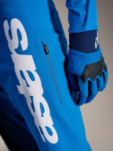 Faded Bright Blue A-Supra Elite MTB-broek met groot wit Astars-woordmerk en een verticale zijzak met rits.