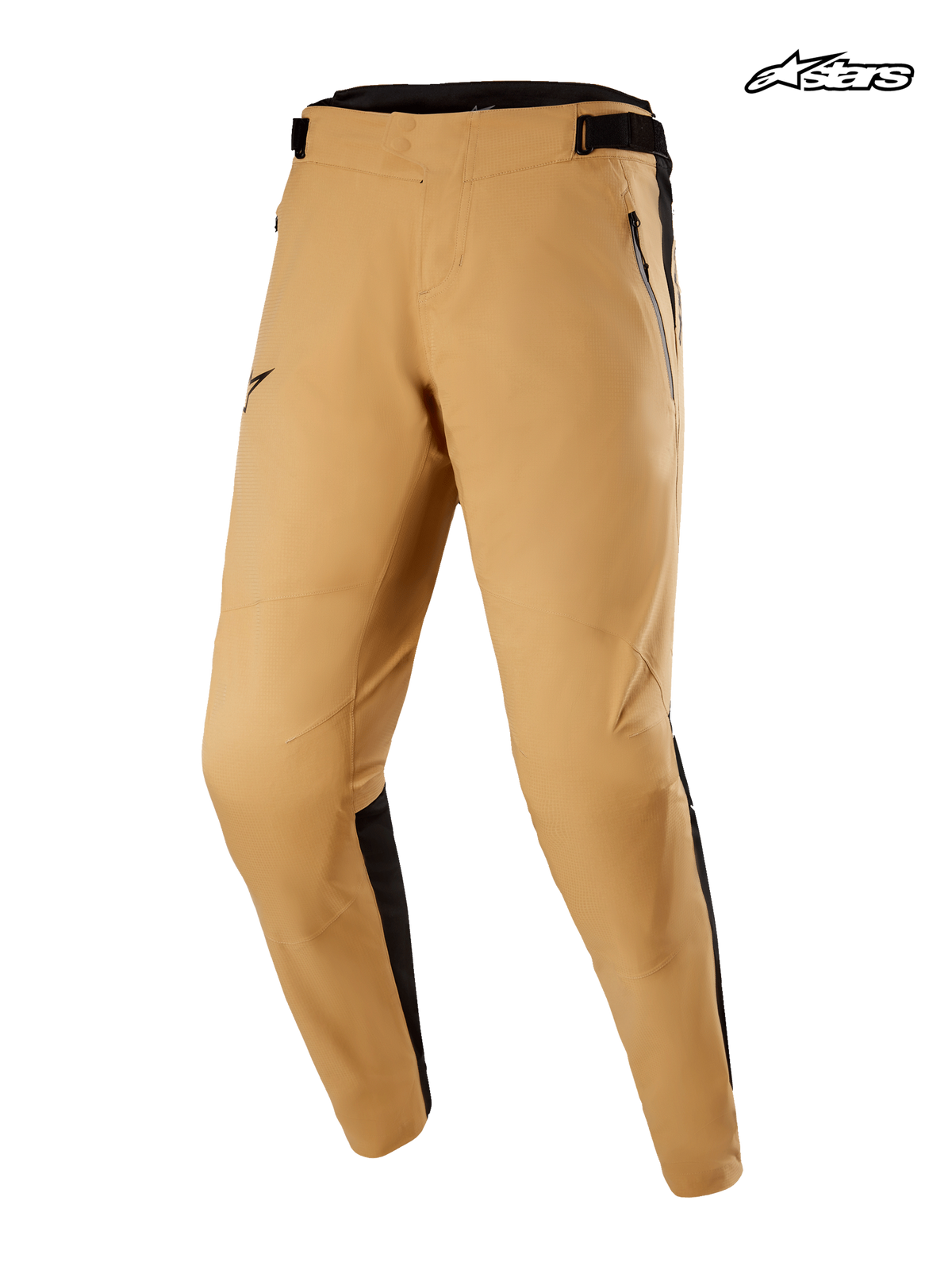 Alpinestars Tahoe 8.1 Waterdichte Broek, waterdichte mountainbikebroek voor heren in khaki en zwart, vooraanzicht met naadverzegelde textielconstructie en zakken met rits