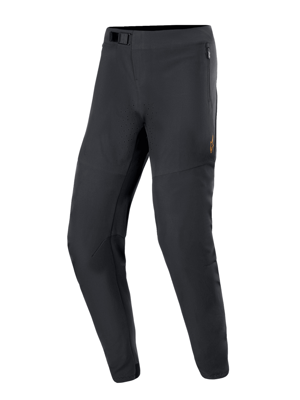 Alpinestars A-Aria Elite broek, mountainbike broek, zwart, met laserperforaties voor luchtstroom, magnetische gespsluiting en zakken met rits, strak toelopend ontwerp voor off-road fietsprestaties