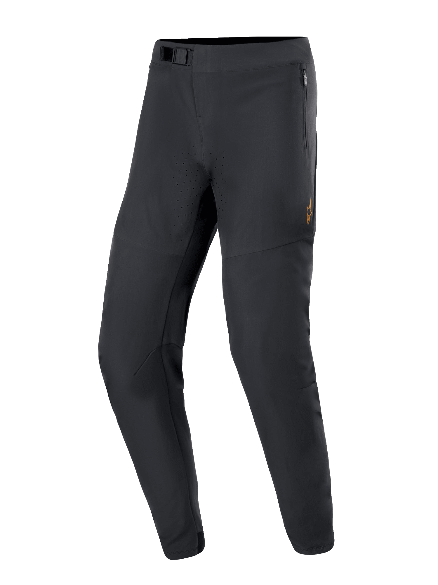 Alpinestars A-Aria Elite broek, mountainbike broek, zwart, met laserperforaties voor luchtstroom, magnetische gespsluiting en zakken met rits, strak toelopend ontwerp voor off-road fietsprestaties