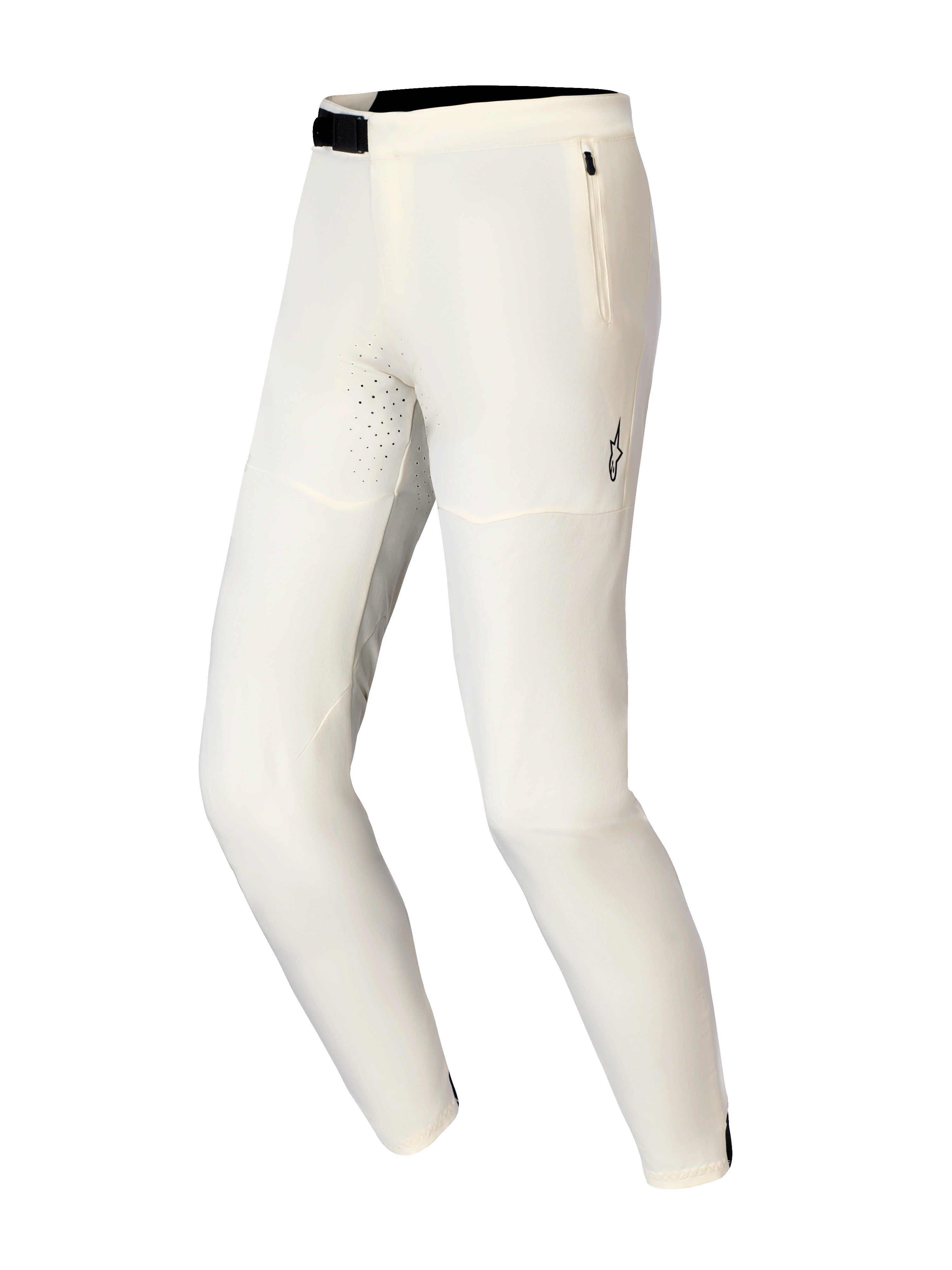 Alpinestars A-Aria Elite broek, mountainbikebroek, ecru, voorzien van een zwarte magnetische gespsluiting, zijzak met ritssluiting en lasergesneden ventilatieopeningen, prestatiegericht ontwerp voor off-road fietsen