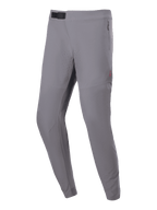 Alpinestars A-Aria Elite Pants, MTB Cycling Pants, Dark Gray, featuring laser-cut perforations on the thighs, black magnetic buckle closure at the waist, and zippered side pockets, performance fit for off-road trail riding