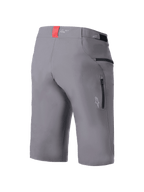 Alpinestars A-Dura Elite Shorts, MTB-fietsbroek, donkergrijs, driekwart achteraanzicht met zijzakken met ritssluiting, klittenbandverstellers in de taille en een rood accentlipje op de tailleband, duurzame 4-way stretch Cordura-stof, normale pasvorm voor mountainbiken
