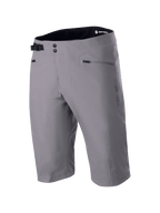 Alpinestars A-Dura Liner Shorts, donkergrijze MTB-short, dubbele drukknoopsluiting met verstelbare gespsluiting aan de zijkant, zakken met ritssluiting, duurzame 2-way stretchstof, Astars-logo aan de zijkant, zwarte binnenkant van de tailleband
