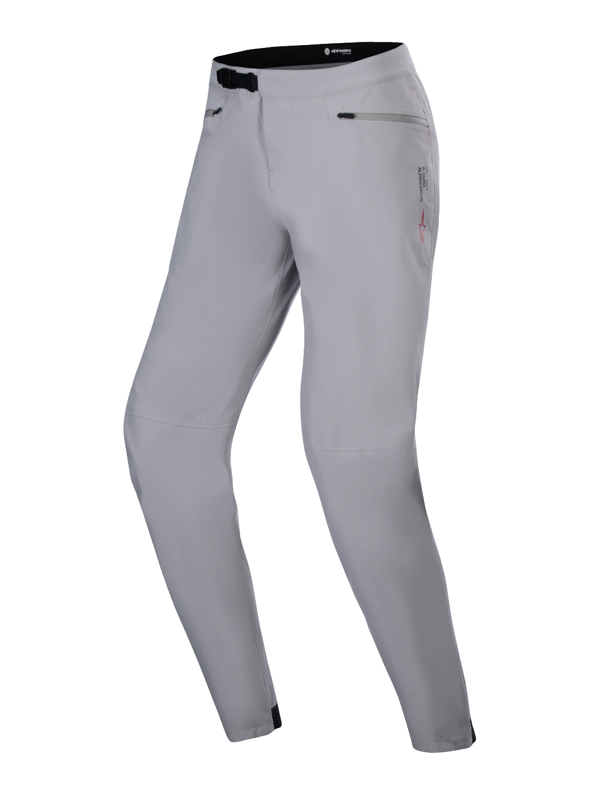 Alpinestars Stella A-Dura Waterproof Pant, MTB-broek voor dames, titaniumgrijs, voorzien van een zwarte ratelsluiting in de taille en zakken met rits, technisch design met subtiele branding, waterdichte kleding voor mountainbikers