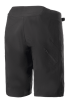 Alpinestars Stella Drop Algorithm fietsshort voor dames, zwart, mountainbikeshort, achteraanzicht met technische panelen en diagonale zak met rits op het rechterbeen, lichtgewicht en duurzaam ontwerp voor off-road fietsen