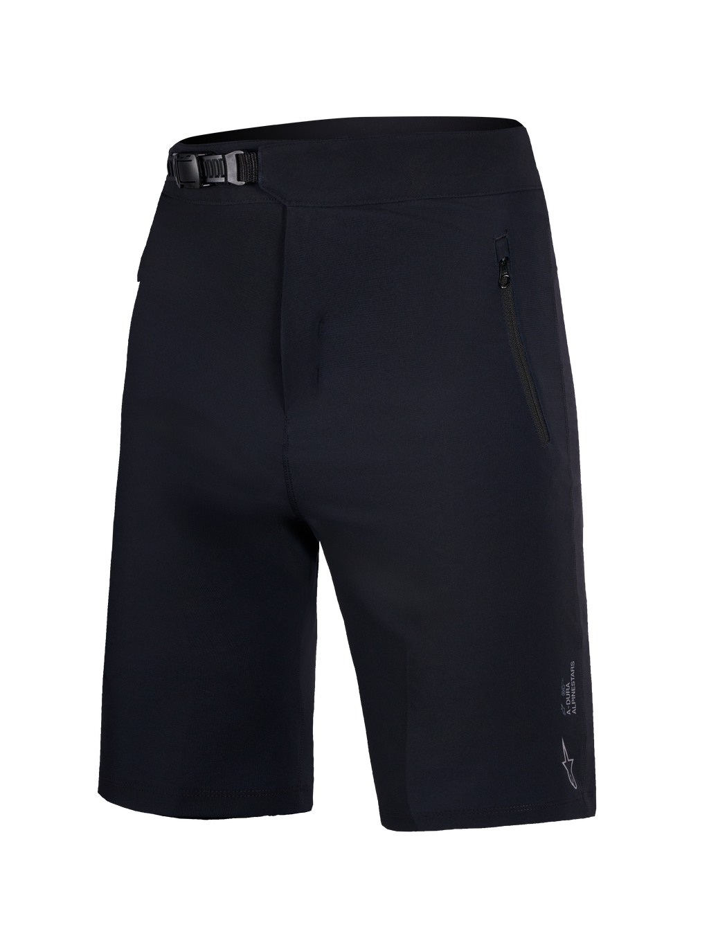 Zwarte Jeugd A-Dura Ride shorts met ratelsluiting in de taille en ritszakken voor mountainbike-duurzaamheid.
