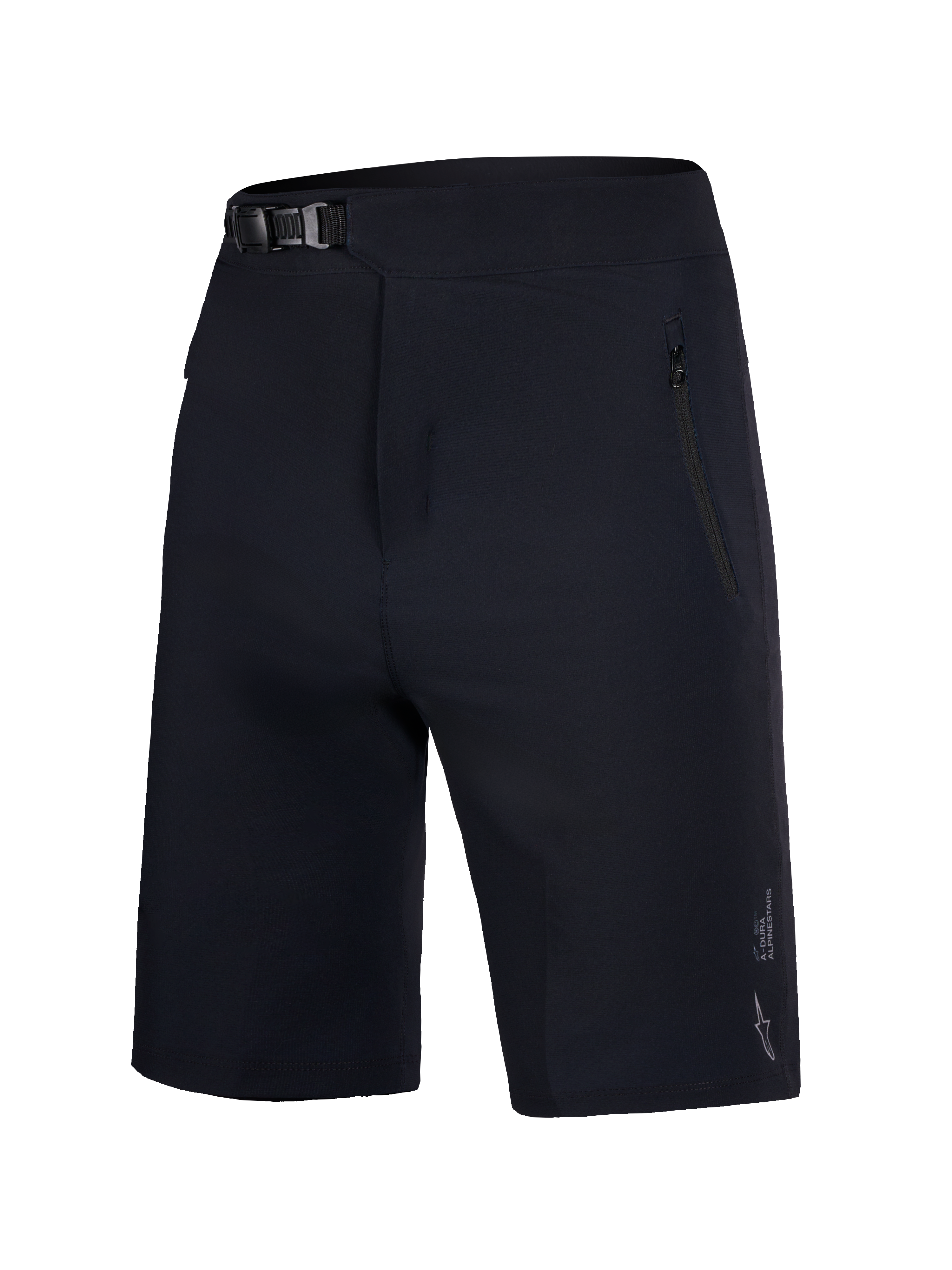Zwarte Jeugd A-Dura Ride shorts met ratelsluiting in de taille en ritszakken voor mountainbike-duurzaamheid.
