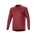 Alpinestars A-Dura Thermal Jersey, wielershirt met lange mouwen, bordeauxrood, geïsoleerde stof met textuur en een klein zwart sterlogo op de borst, verlengde achterzijde voor mountainbiken