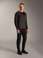 Zwarte A-Dura Air MTB-trui met lange mouwen, ademend jacquardmateriaal en een klein Alpinestars-borstlogo.