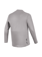 Grijze Alpinestars A-Dura Ride trui met lange mouwen, achteraanzicht met jacquard textuur en subtiele MTB-branding.
