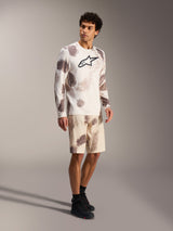 A-Dura Ride LS Jersey and Sand Camo Shorts, mountain bike performance gear with a bold chest logo and technical fit.