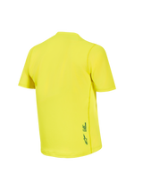 Yellow Fluo A-Dura Ride Short Sleeve Jersey, back view of the breathable jacquard poly-blend MTB top with logo detail.