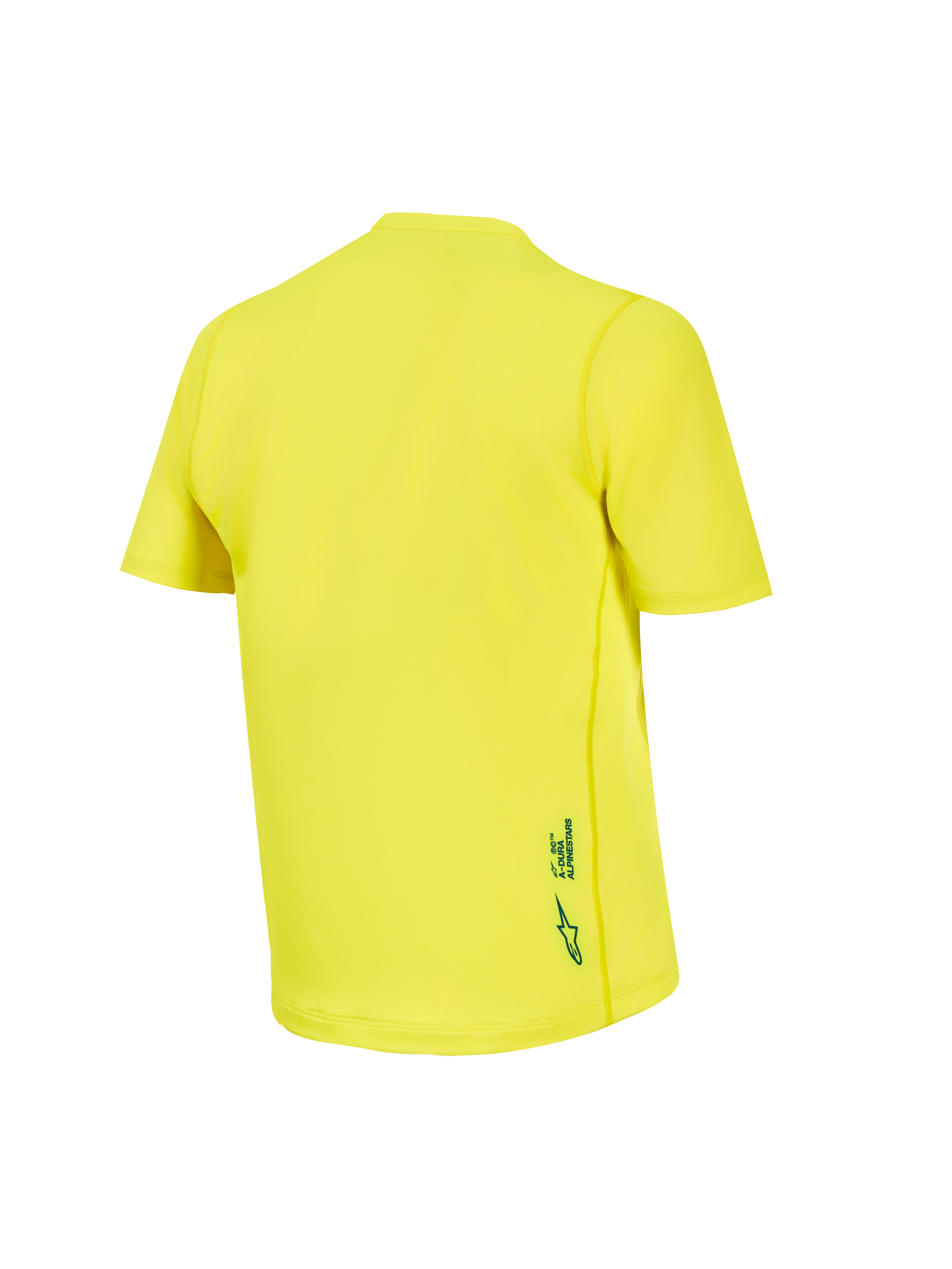 Yellow Fluo A-Dura Ride Short Sleeve Jersey, back view of the breathable jacquard poly-blend MTB top with logo detail.