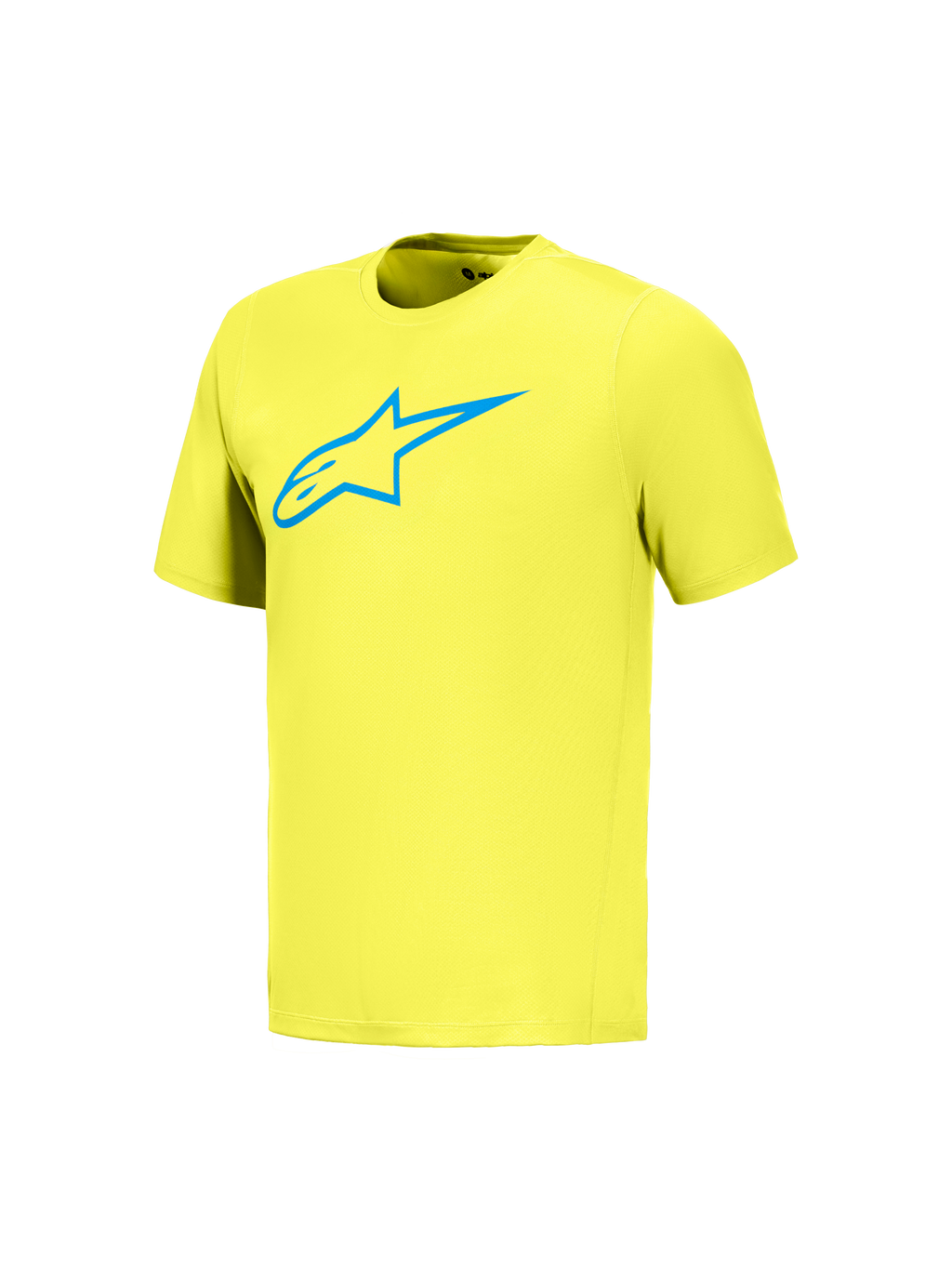 A-Dura Ride Short Sleeve Jersey in Yellow Fluo with blue Astars logo, performance MTB apparel for mountain bike riding.