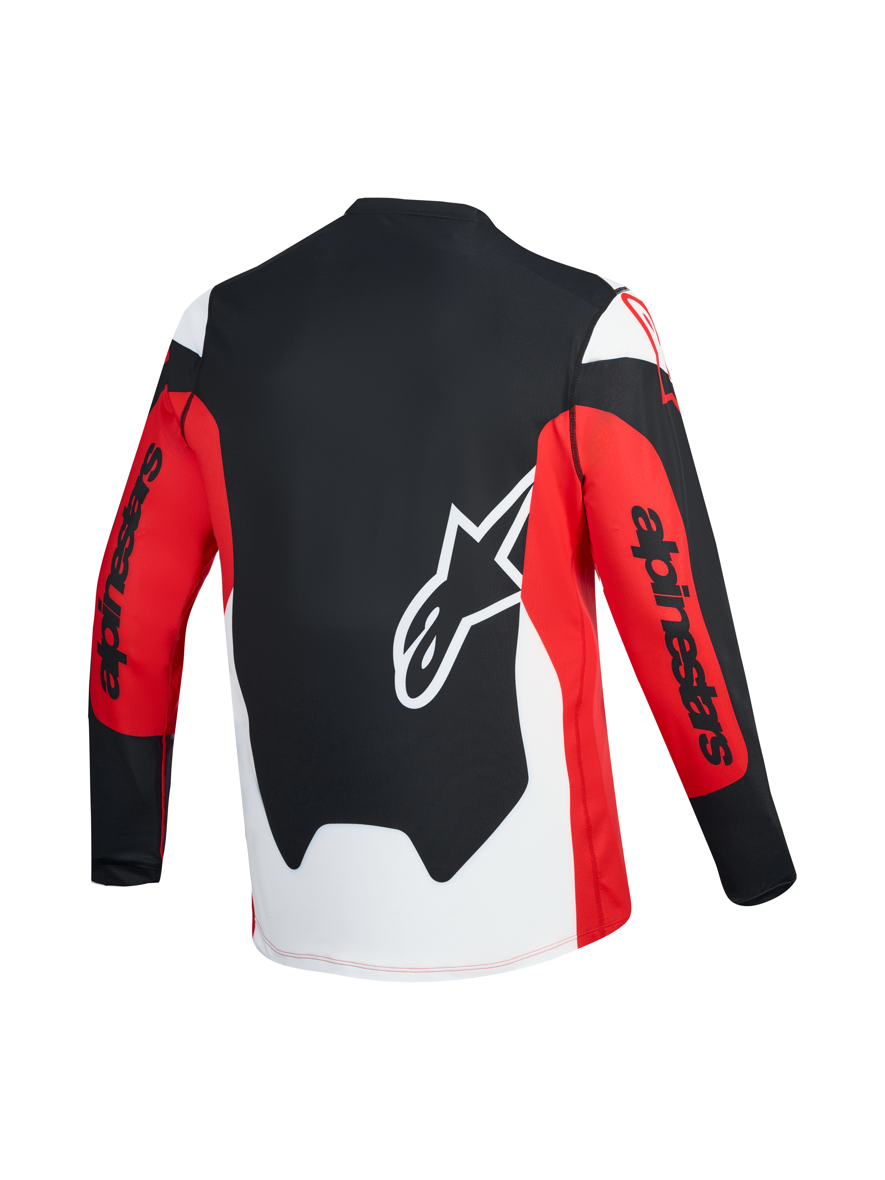 A-Dura Race Long Sleeve Jersey, red and black back view featuring white Astars logo and Alpinestars sleeve branding.