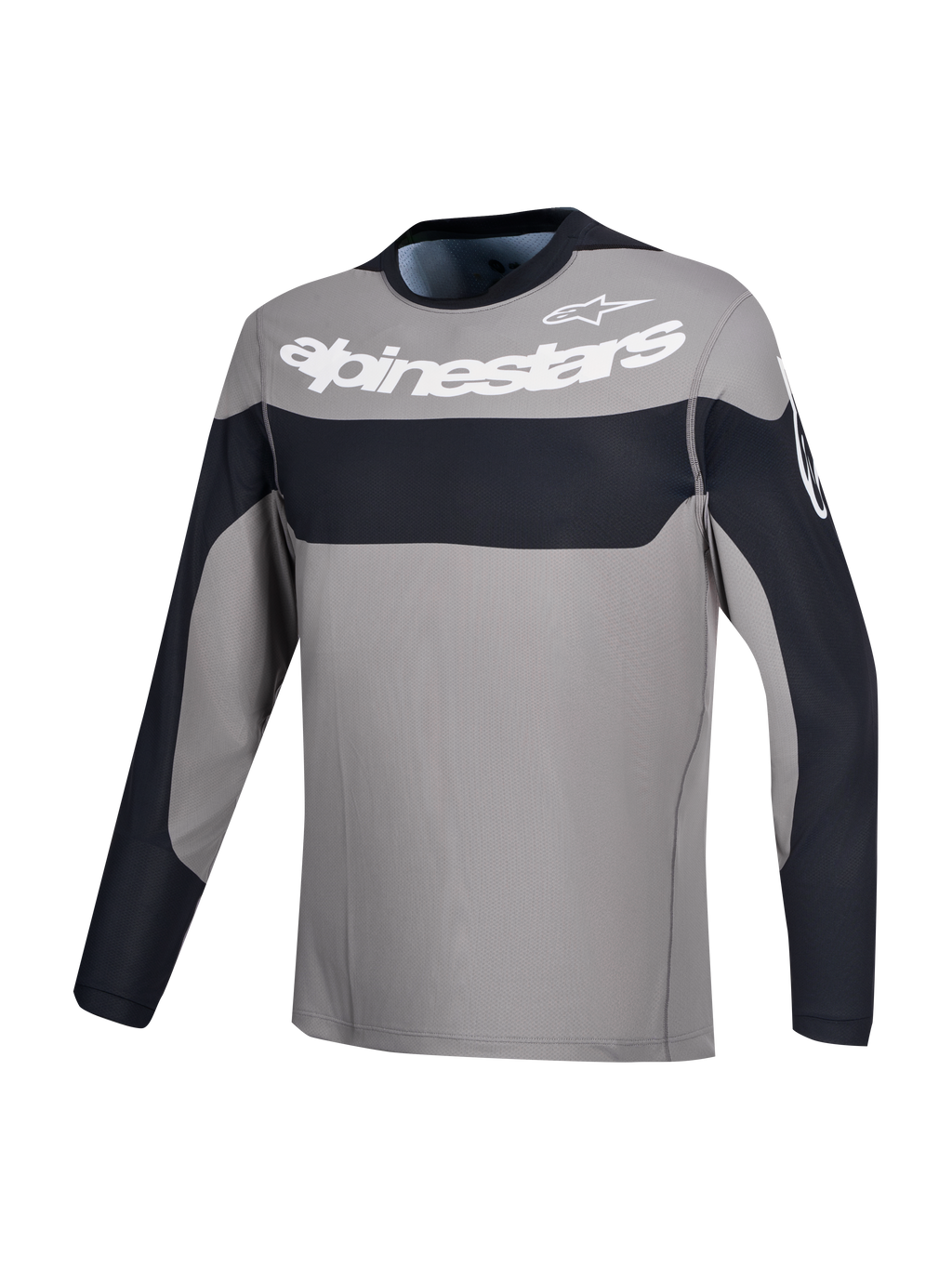 Alpinestars A-Dura Race Jersey, mountainbike-jersey met lange mouwen, grijs en zwart met wit logo op de borst