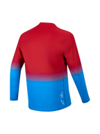 A-Dura ASTARS 2.0 Jersey met lange mouwen, rood-blauw kleurverloop, achteraanzicht met drop tail en technische stof.