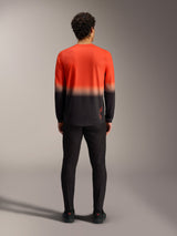 A-Dura ASTARS Jersey 2.0 mountainbikeshirt, achterzijde, lange mouwen met oranje en zwart kleurverloop.