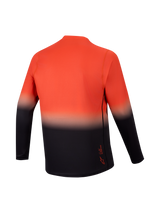 A-Dura ASTARS 2.0 MTB-jersey met lange mouwen, achterkant met oranje en zwart kleurverloop voor MTB-ritten.