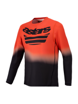 Oranje en zwart Alpinestars A-Dura ASTARS Jersey 2.0 MTB-shirt met kleurverloop en logo op de borst.