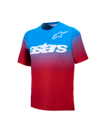 Alpinestars A-Dura ASTARS Jersey 2.0, MTB-shirt met korte mouwen in Bright Red Blue kleurverloop met witte graphics.