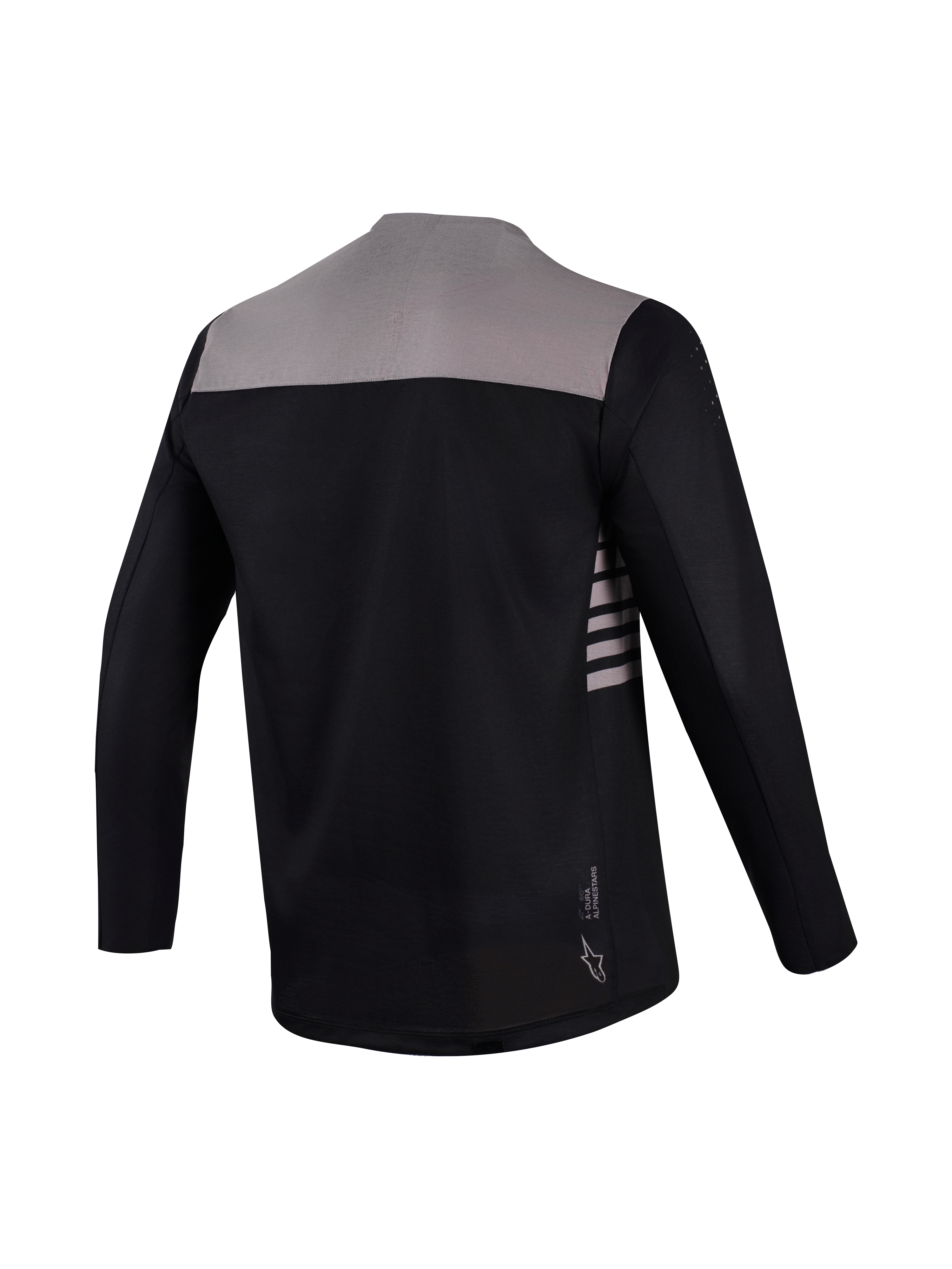 A-Dura Elite Blocked Trui 2.0, zwart en grijs, achteraanzicht met verlengde rug en sportief MTB-performance design.