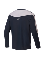 Alpinestars A-Supra Melt jersey, lange mouwen MTB-fietsshirt, achteraanzicht, zwart en lichtgrijs, lichtgewicht micro-geperforeerd polyester met stretchpanelen