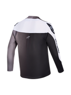 Achteraanzicht A-Supra Elite Trui, grijs kleurverloop, MTB-raceshirt met lange mouwen en Alpinestars-branding.