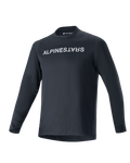 Alpinestars A-Aria Switch jersey met lange mouwen, MTB-fietsshirt, zwart, opvallend wit Alpinestars-logo op de borst, ronde hals, lichtgewicht ademende stof, prestatiepasvorm voor off-road rijden