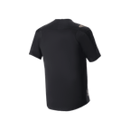 Alpinestars A-Aria Polartec Switch Jersey, MTB-shirt met korte mouwen, zwart, achteraanzicht met sportieve pasvorm en langere achterzoom, technisch vochtafvoerend materiaal voor trailrijden