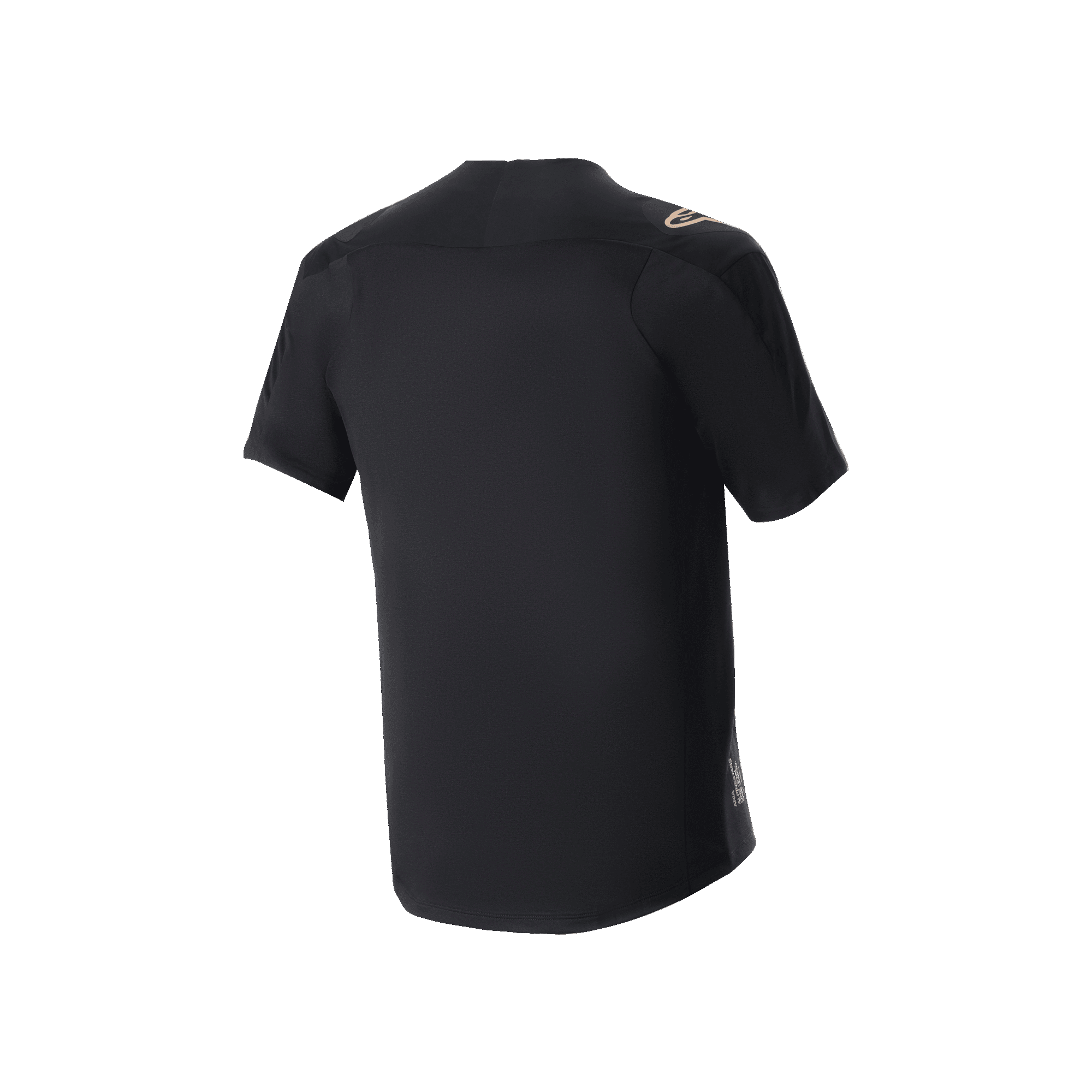 Alpinestars A-Aria Polartec Switch Jersey, MTB-shirt met korte mouwen, zwart, achteraanzicht met sportieve pasvorm en langere achterzoom, technisch vochtafvoerend materiaal voor trailrijden