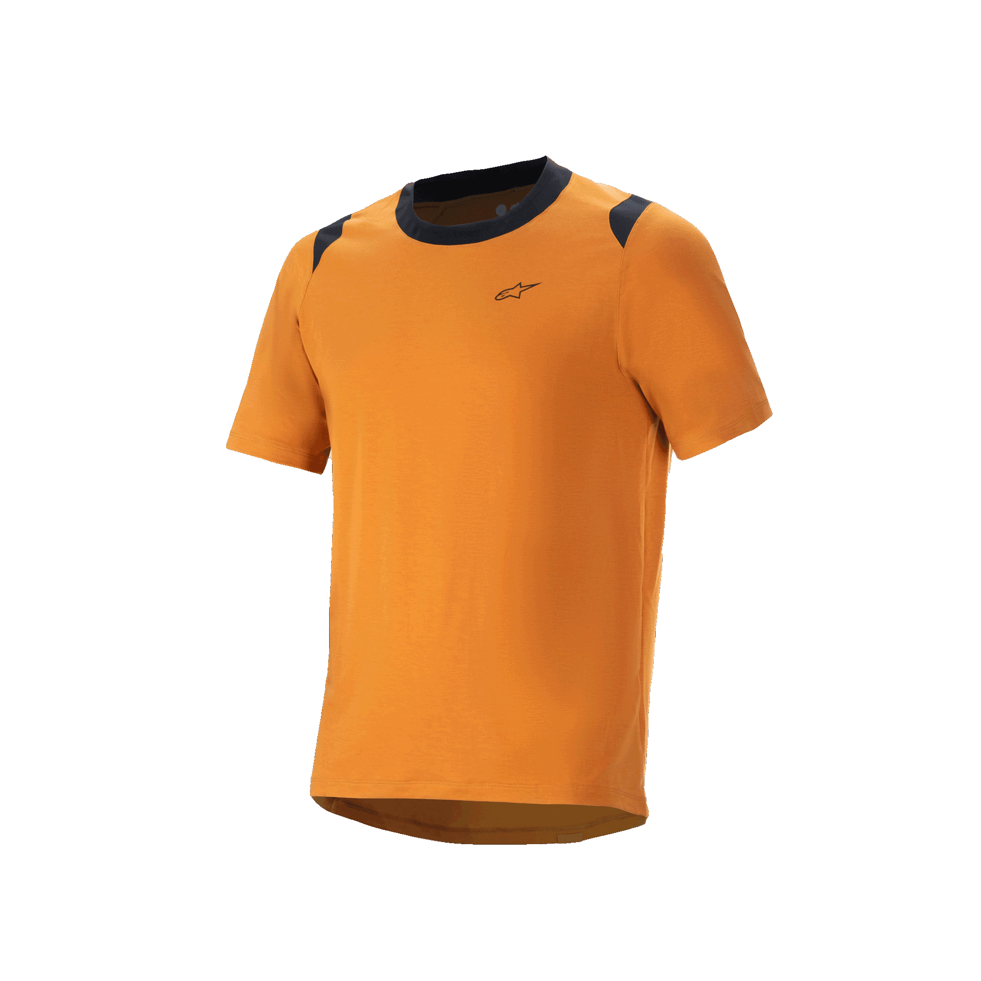 Alpinestars A-Dura Dri Wool Short Sleeve Jersey, MTB Cycling Jersey, Dark Gold with black accents on collar and shoulders, small logo on chest, technical mountain biking apparel