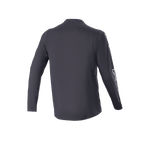Alpinestars A-Dura Switch Long Sleeve Jersey, Black, Rear View, showing drop tail and subtle sleeve logo, lightweight MTB trail cycling jersey