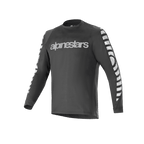 Alpinestars A-Dura Dri Oscar Jersey met lange mouwen, mountainbikeshirt, zwart reflecterend, voorzien van een groot zilveren reflecterend woordmerk op de borst en grafische patronen op de mouwen, technische performance-kleding voor mountainbiken