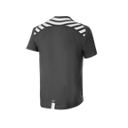 Alpinestars A-Dura Dri Oscar jersey met korte mouwen, MTB-jersey, Zwart Reflective, achteraanzicht met witte diagonale strepen op de schouders en rug, verlengde achterzoom voor extra dekking tijdens het fietsen