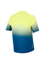 Youth A-Dura Astars Jersey 2.0, short-sleeve MTB jersey in a yellow to blue gradient, showing the back and drop tail.