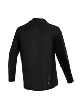 Zwarte Stella A-Dura Ride damestrui met lange mouwen, achteraanzicht met jacquard-textuur en Alpinestars-logo.