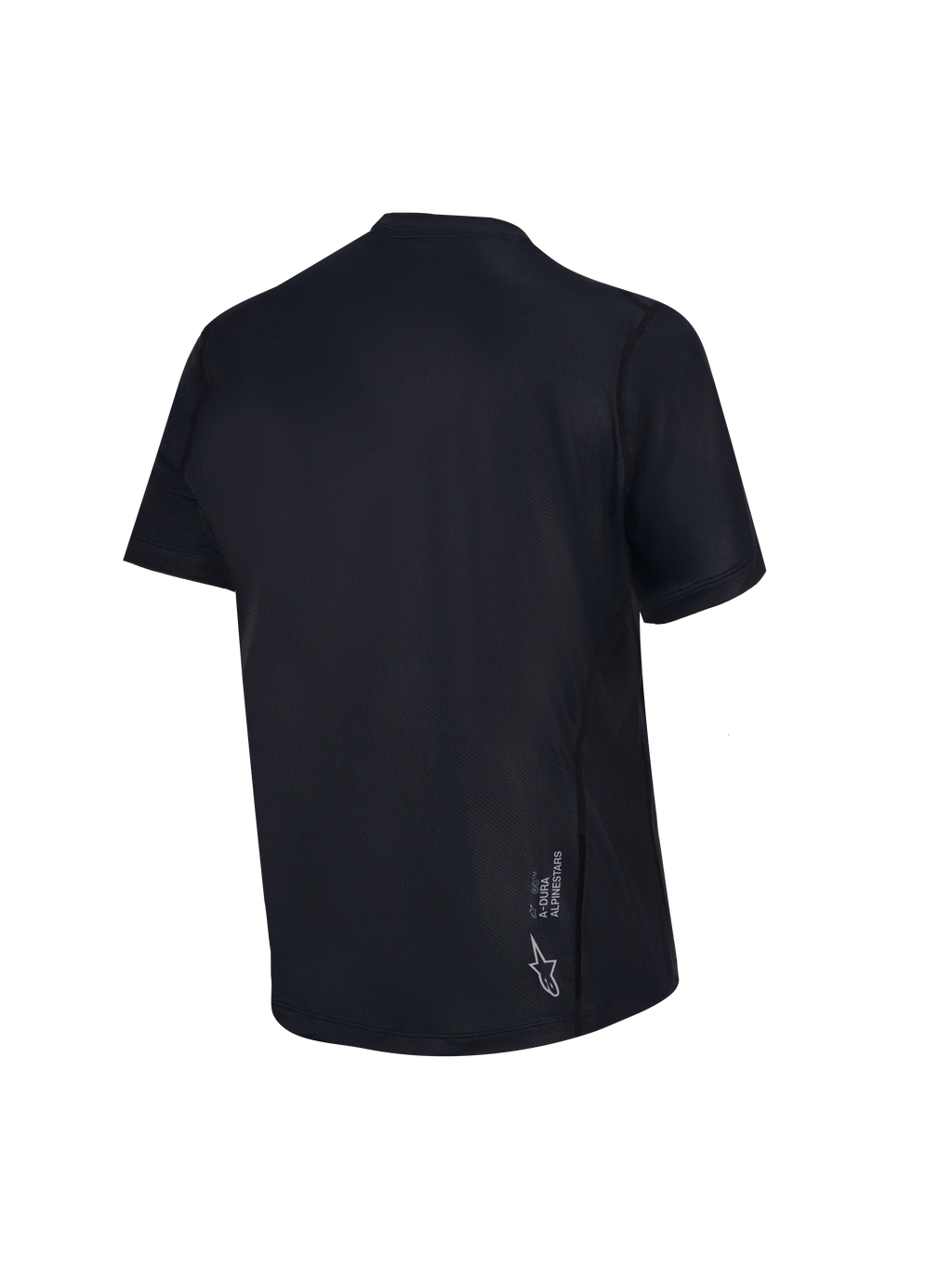 Achterkant van de zwarte Stella A-Dura Ride MTB-trui voor dames met korte mouwen en wit Astars-logo.