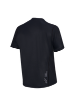 Achterkant van de zwarte Stella A-Dura Ride MTB-trui voor dames met korte mouwen en wit Astars-logo.