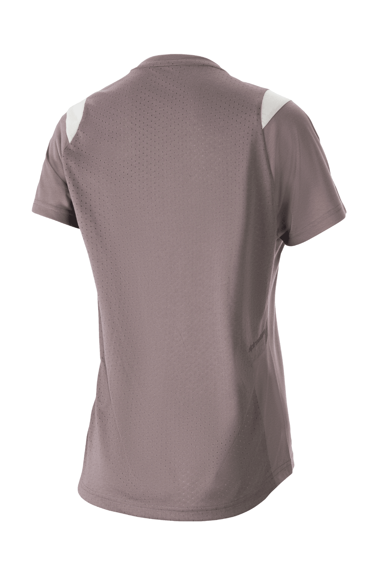 Alpinestars Stella Alps Escape damesjersey met korte mouwen, Sparrow Gray met witte schouderaccenten, achteraanzicht met uitgebreid geperforeerd mesh voor ventilatie, vochtafvoerende DriRelease-stof, mountainbike-kleding voor dames